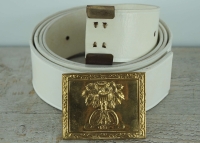 Koppel wei mit South Carolina Vollmessing Schliee mit Belt Keeper, Material: Koppel Leder, Schliee + Beltkeeper Messing