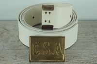 Koppel wei mit CSA Kasten Schliee und Beltkeeper, Material: Koppel Leder, Schliee + Beltkeeper Messing