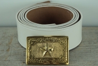 Koppel wei mit Texas Vollmessing Schliee, rechteckig, Material: Koppel Leder, Schliee Messing