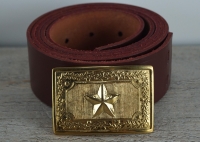 Koppel russet mit Texas Vollmessing Schliee, rechteckig, Material: Koppel Leder, Schliee Messing