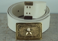 Koppel wei mit Texas Vollmessing Schliee, rechteckig, Material: Koppel Leder, Schliee+ Beltkeeper Messing