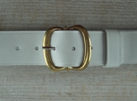 Koppel mit Doppel-D Schlie�e, rohwei�, Material: Koppel Leder, Schlie�e Messing