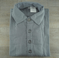 Hemd blaugrau, halbgekn�pft, 4 Kn�pfe, eckiger Umlegekragen, Baumwoll-Flanell, 100% Baumwolle
