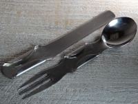 zusammenschiebbares Kombibesteck 1861, ca. 15 cm, 2 teilig, Edelstahl, Hersteller Markus Finke,