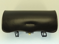 Karabinerpatronentasche schwarz mit Einsatz, Material: Leder, Einsatz: Holz