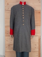 CS Frock Coat hellgrau / Waffenfarbe rot, 1 reihig, 9 CSA Knpfe, 100% Wolle, Futter 100% Baumwolle